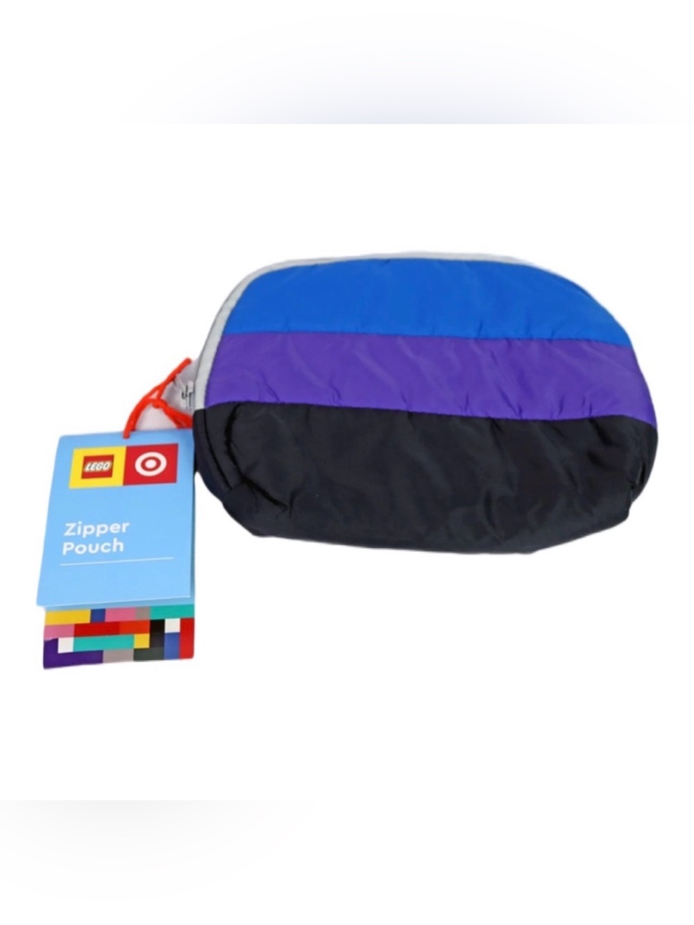 LEGO x Target Collection Blue Purple Black Zipper Pouch Block Pattern NWT